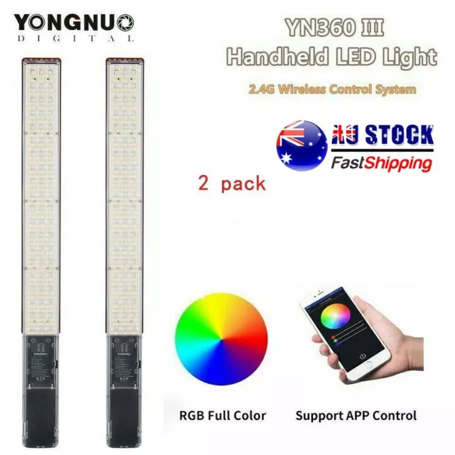 2x YONGNUO YN360III YN360 III Pro RGB LED Video Light Stick Remote Control 5500K