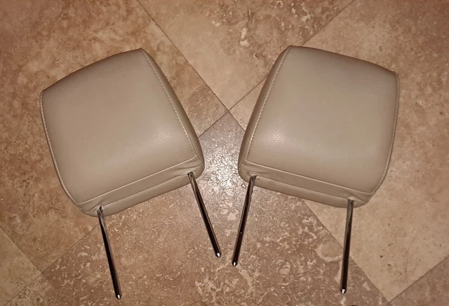 2005-2009 Ford Mustang Front Seat Beige Leather Head Rest Set of 2
