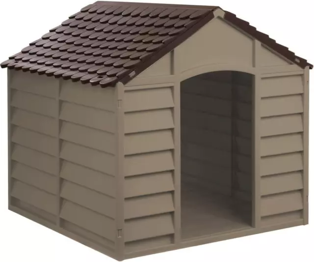 Starplast Large Heavy Duty Plastic Dog Kennel Pet Shelter, Easy Assembly - Brown