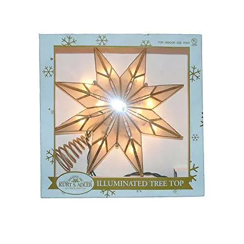 10 Light 8 Point Gold Capiz Star Tree Topper 9 Inch UL3147 New