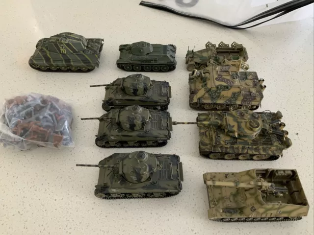 1/72 20mm world war 2 painted Tanks - 9 Vehicles And A Few Soldiers Unpainted