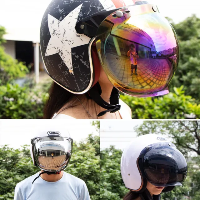 (Blue) Helmet Bubble Shield Open Face Helmet Bubble Visor Motorcycle
