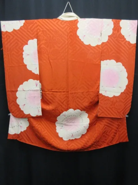 8116A4 Silk Vintage Japanese Kimono Juban Furisode Plum blossom