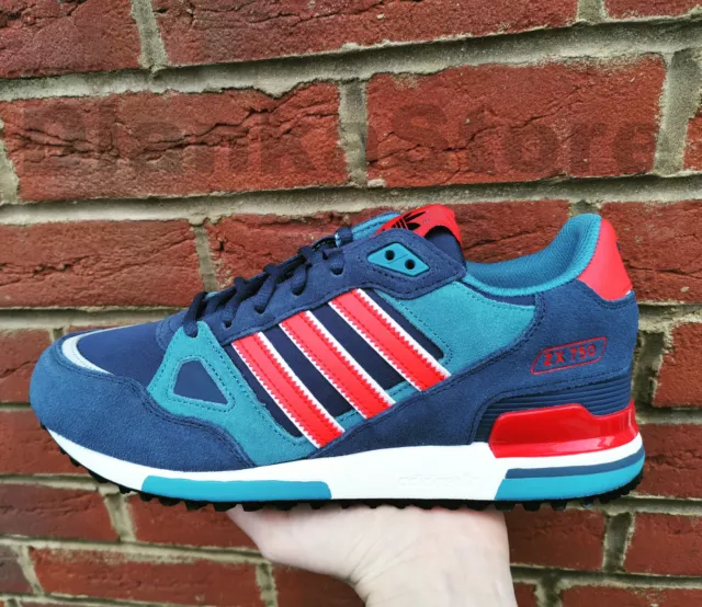 ADIDAS ORIGINALS MENS ZX 750 Trainers Collegiate Navy Red Sneakers