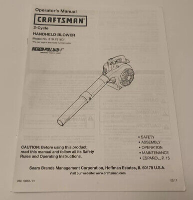 Manual del operador Ceaftsman portátil soplador Modelo 316.79160 Inglés Español