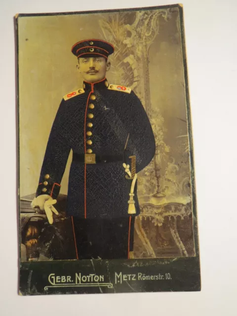 Metz - stehender Soldat in Uniform - Regiment Nr. 8 - koloriert / CDV