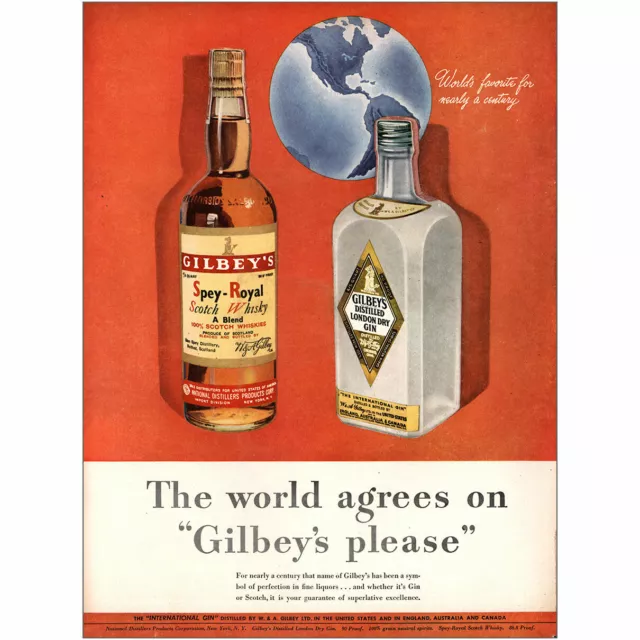 Vintage Gilbey's Gin Tin Over Cardboard Thermometer Sign