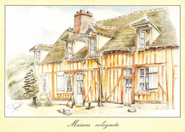 CP Postcard Illustration MICHEL PERREARD Maison Solognote sologne