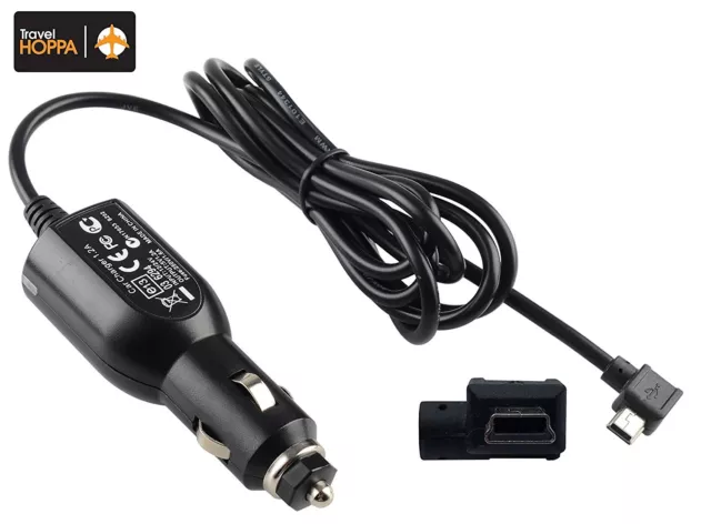 TomTom ONE In Car Charger 2Amp Fast Charge Right Angle MINI USB Cable NEW