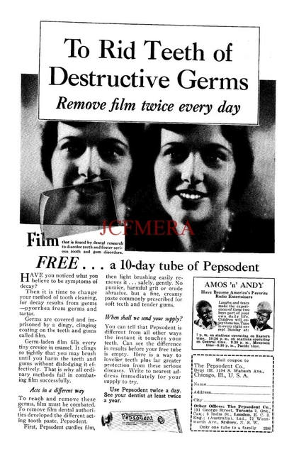 PEPSODENT TOOTHPASTE DENTAL ADVERT #3 Vintage Original 1930 Print Ad ...