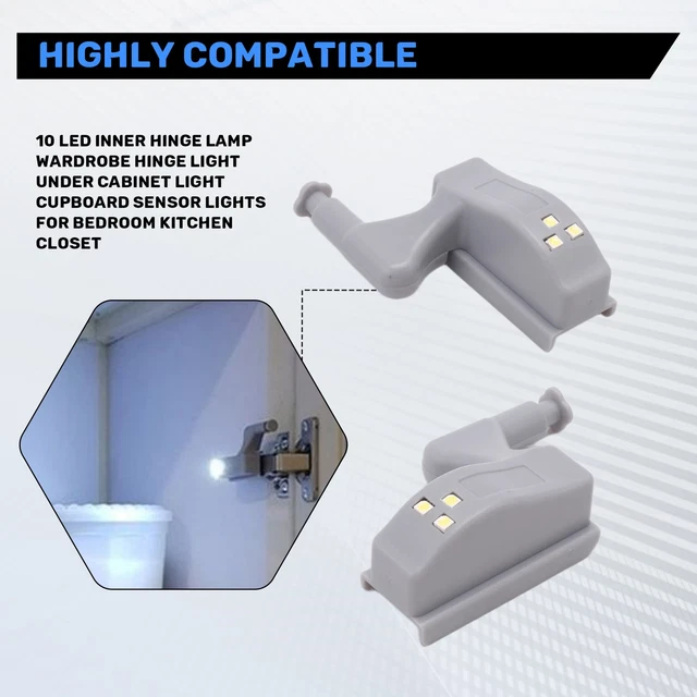 Clear Inner Dimensions 10 LED INNER Hinge Lamp Wardrobe Hinge Light Under Cabinet Light ...