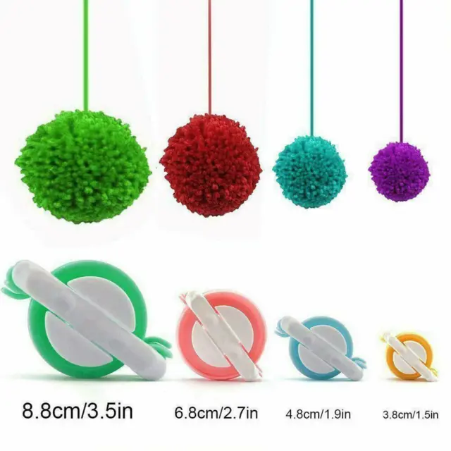 4 Size Pompom Pom-pom Maker Fluff Ball Weaver Needle Knitting DIY Craft N4S2