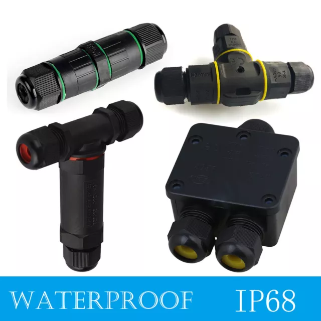 Waterproof IP68 Outdoor 3 Way Junction Box 3 Pin Electrical Cable Wire Connector