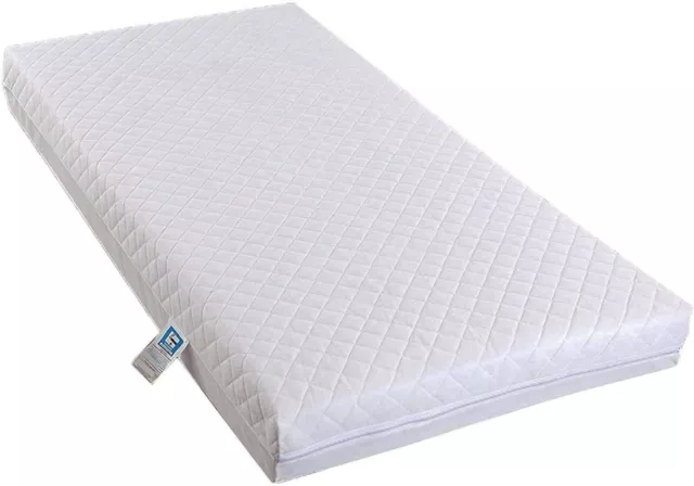 Toddler Cot Bed Mattress Fully Breathable Foam Mattress and Poly Cotton Cover