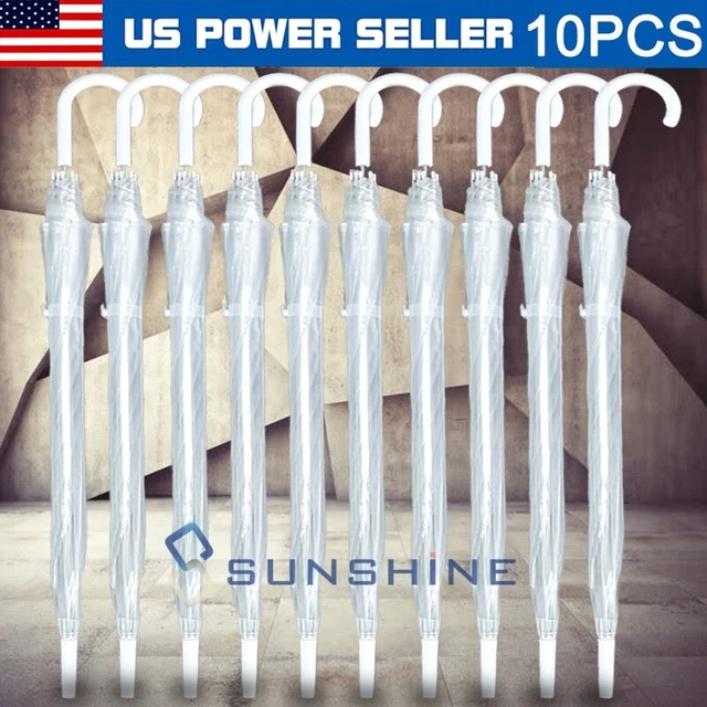 10pcs 46" Full Dome Transparent Umbrella - 8Ribs Rain Stoppers for Wedding Party