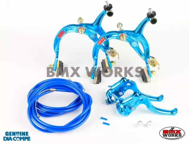 Dia-Compe MX1000 - MX122 Bright Blue Brake Set - Suits Old School BMX