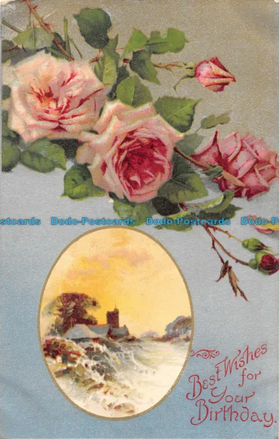 R161861 Greetings Best Wishes for Your Birthday. Roses. Wildt and Kray. 1905