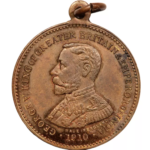 1910 George V: Emperor Of India Brass Medalet / Medal (#4083)