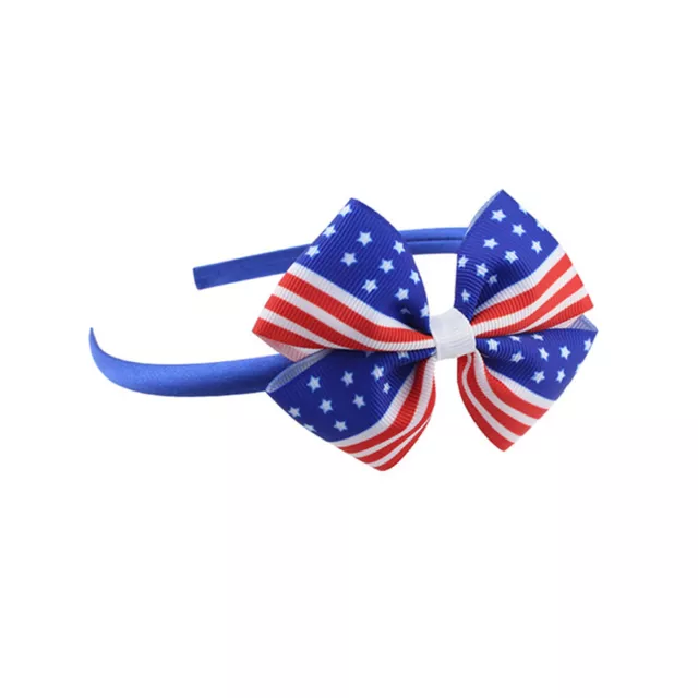 fr Independence Day Kids Hairband Festival Headband Bowknot Hair Hoop (Blue)