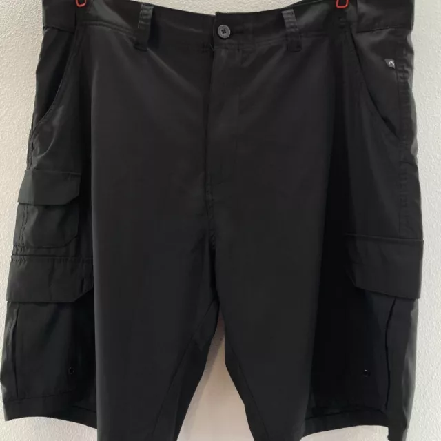 Denali Walking Shorts Mens 40 x 12 Inseam Black Flat Front Cargo Pockets