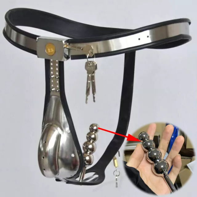 Keuschheitsgürtel Gerät Edelstahl Penis Cage Plug Abschließbar Chastity Belt SM