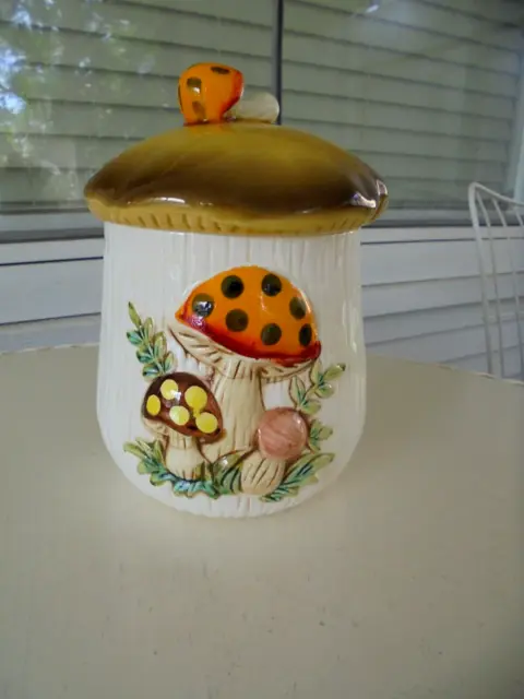 Vintage 1983 Merry Mushroom Canister Sears Roebuck Small Size