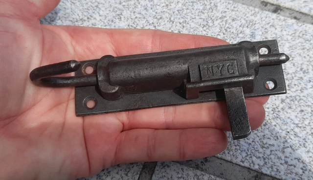 Ancien Loquet Targette / Serrure En Fer Forgé - Pièce Vintage Pour Porte