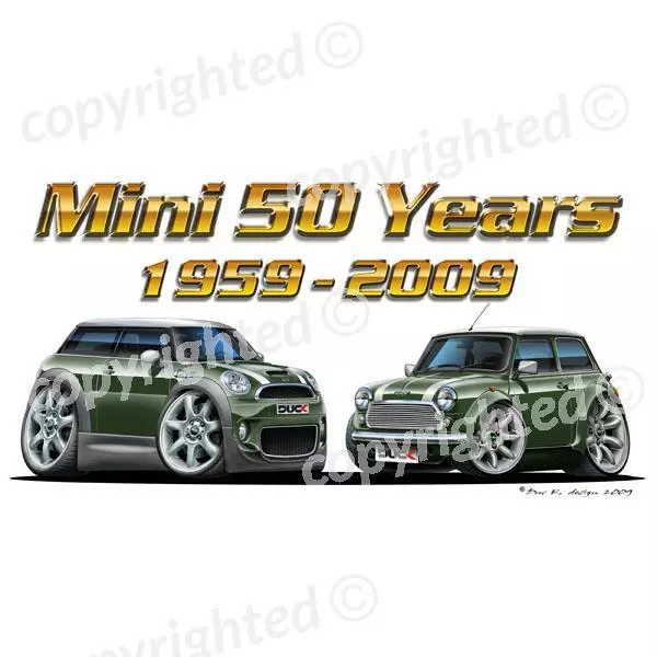 To Fit Mini 50 Years - Vinyl Wall Art Sticker - Green