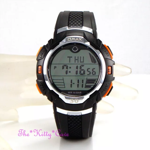 OMAX 100m Impermeable Unisex Cronógrafo Deportivo Alarma Naranja Digital Reloj