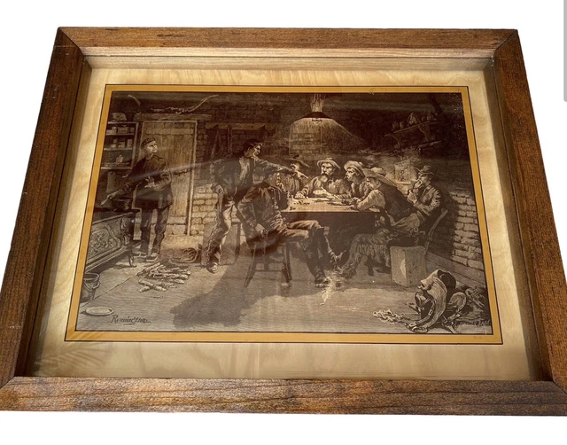 Vintage Frederick Remington Photo On Glass Lucid Lines #W110 Cheating Poker 1974