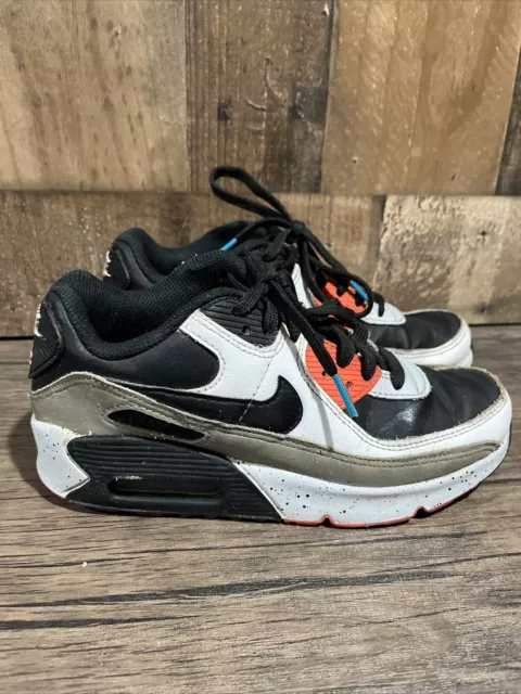 Nike Air Max 90 Shoes Youth Boys 3.5Y White Orange Speckled Sneakers CD6864-110