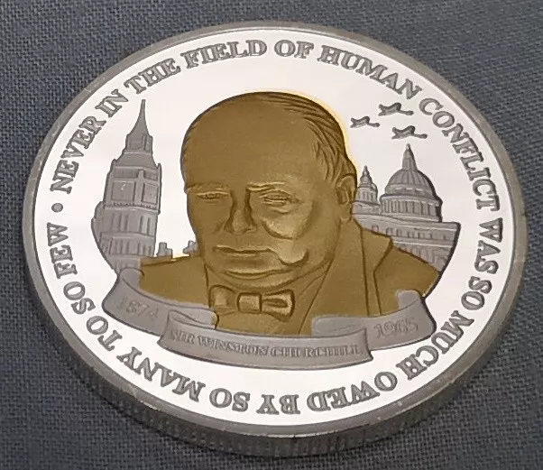 Winston Churchill Gold Silver Coin British Flag World War II Blitz Big Ben I UK