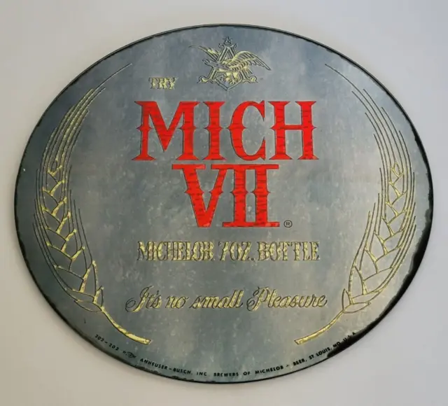 VTG Anheuser Busch Michelob Mich VII 12" Round Glass Mirror Beer Advertising REA