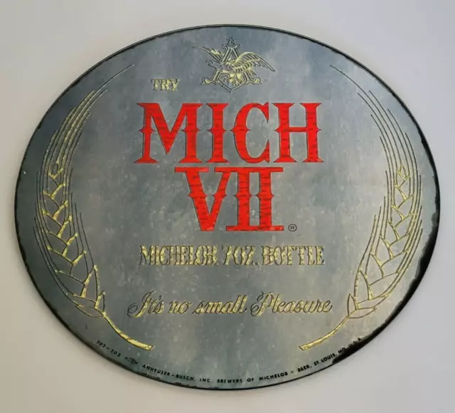 VTG Anheuser Busch Michelob Mich VII 12" Round Glass Mirror Beer Advertising REA