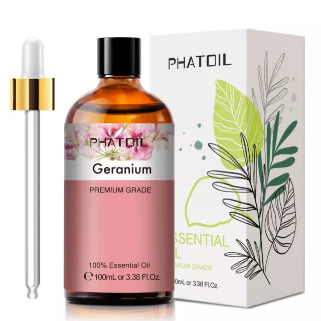 Aceite Esencial de Geranio 100ML,100% Puro Aromaterapia de Grado Terapéutico