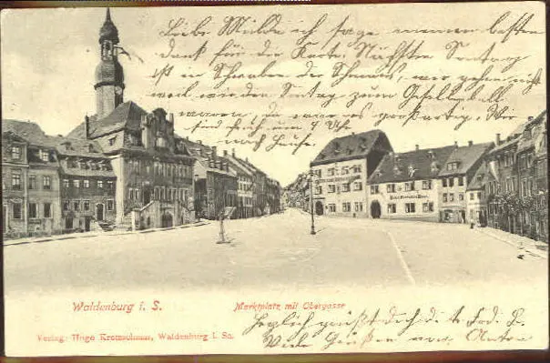 40386623 Waldenburg Sachsen Waldenburg Sa. Marktplatz Obergasse x 1911 Waldenbur