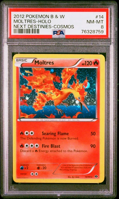2012 Pokemon BW Next Destinies Moltres Holo Cosmos 14 PSA 8 Low Pop