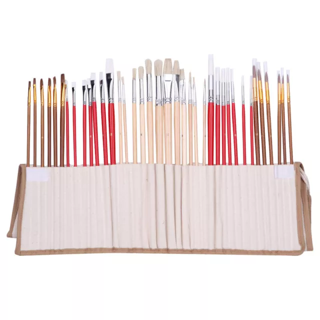 38Pcs Paint Brushes Art Set For Acrylic Oil Watercolor 3 Style Portable Durble