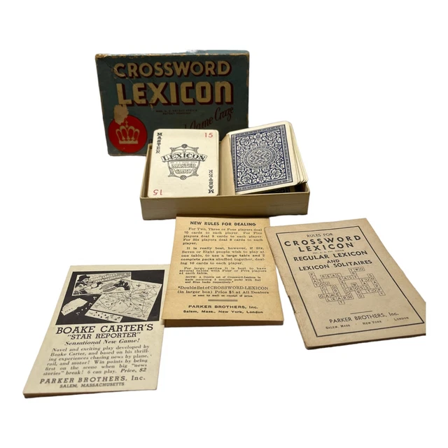 VINTAGE LEXICON CARD Game 1937 Parker Bros Crossword C 1.87 12.99