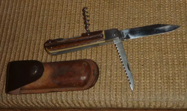 altes Mikov Jagdmesser Hirschhorn Taschenmesser + Hülle Camping Outdoor Survival