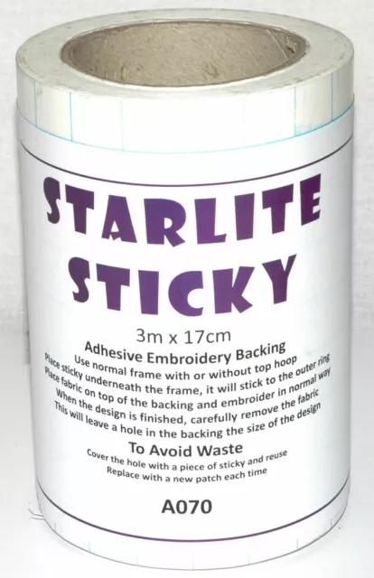 Starlite Sticky Self Adhesive Filmoplast Embroidery Stabiliser - 3M x 17cm