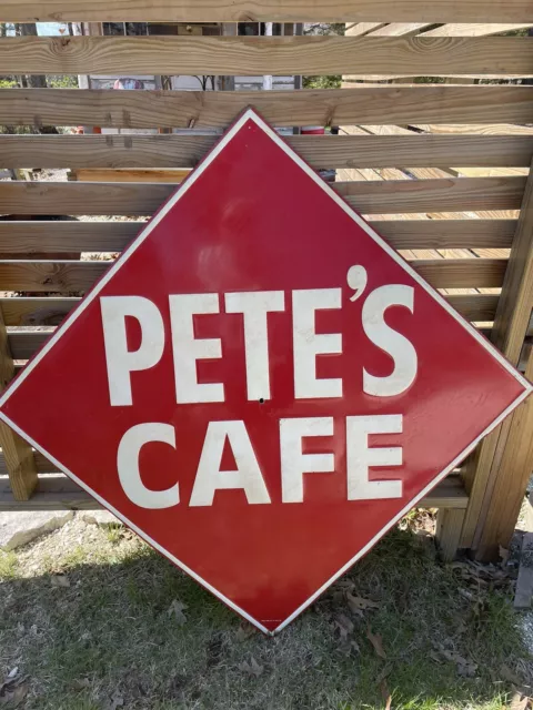 Original Pete’s Cafe Sign Booneville Mo. Coffee Cup And Biz Card Rare