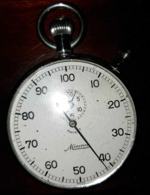 Cronometro Vintage Manuale MINERVA Ref.1502 Stopwatch 1/100min Anni '70 Winding