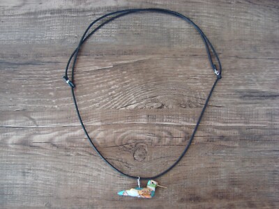 Main Sculpté Teinté Mohave Turquoise Colibri Fétiche Collier Par Mat 