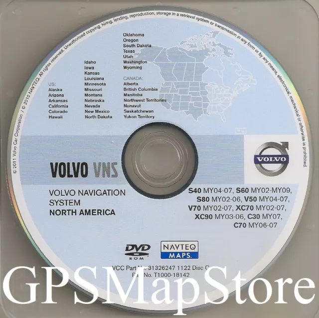 2003-2006 Volvo XC90 S80 GPS Navigation DVD West U.S CANADA Map 2012 Update OEM