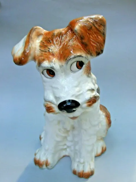 Vintage SylvaC England Pottery Terrier Figurine White Brown No 1380 Large 12'' H