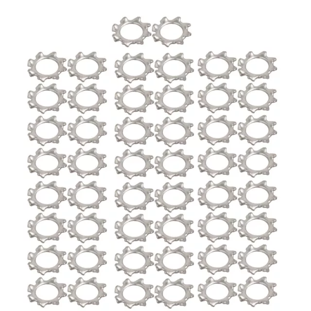 4mm Int. Dia acier inox Ext. Dent Rondelle Serrage Argenté 50pc