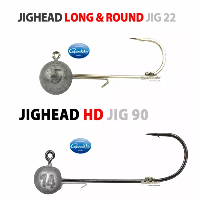 Spro Gamakatsu Jigkopf Long & Round Jighead 22, Round Jighead HD 90  Gr. 2 - 8/0