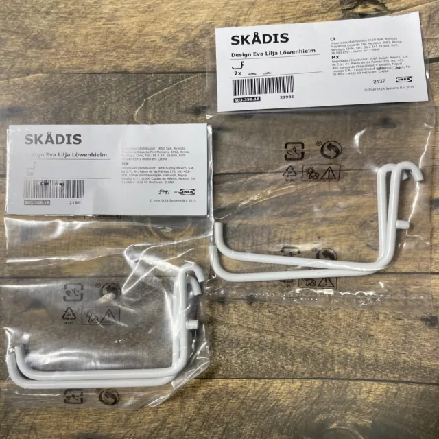 Pack Of 4: IKEA Skadis Hook for SKÅDIS Pegboard White 503.356.18 Organizer