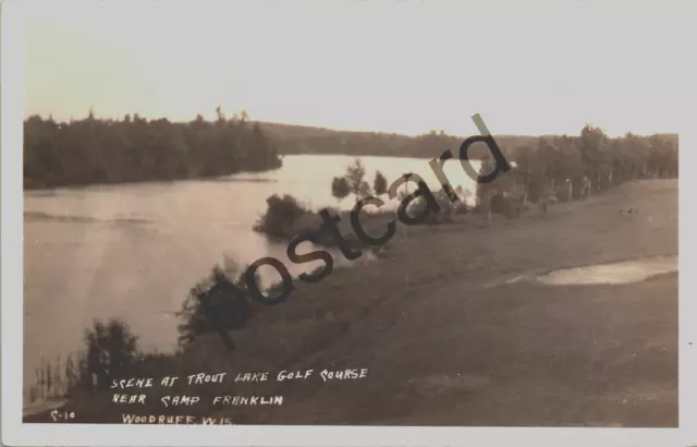 WOODRUFF WI, Trout Lake Golf Course near Camp Franklin, RPPC postcard jj272